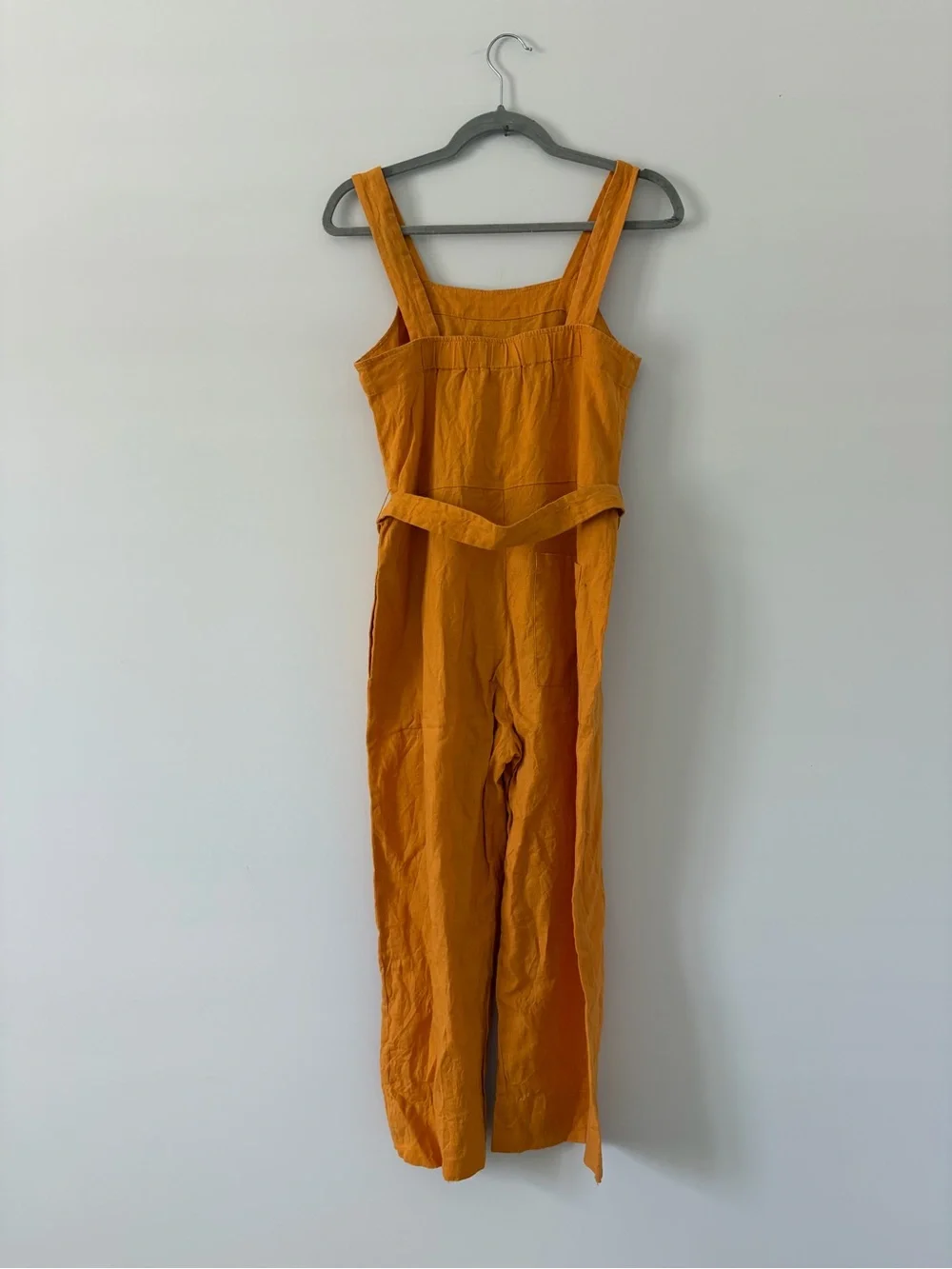 Everlane Linen Square Neck Sleeveless Wide Leg Jumpsuit Marigold Yellow 0P